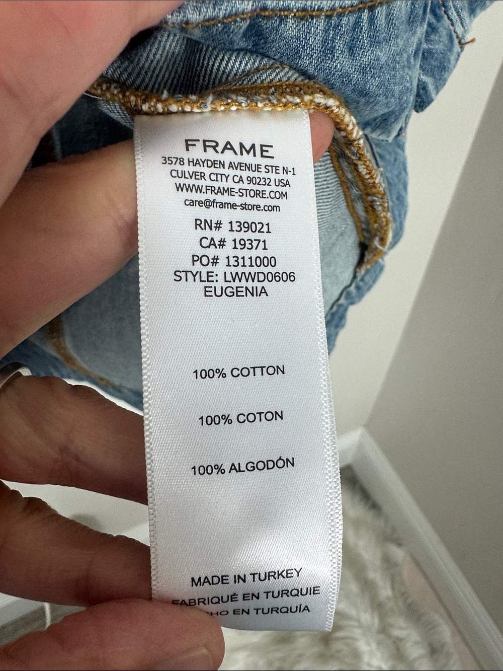 FRAME Denim Button-Front Puff Sleeve Shirt Dress - Light Blue Small - Picture 8 of 10